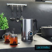 Arendo - Wasserkocher mit Temperatureinstellung - Edelstahl - Temperaturauswahl 40-100 Grad - LED Display - 1,7 Liter - 2200 W - Teekocher mit Temperaturanzeige - GS